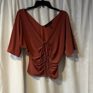 White House Black Market Rust Ruched Blouse